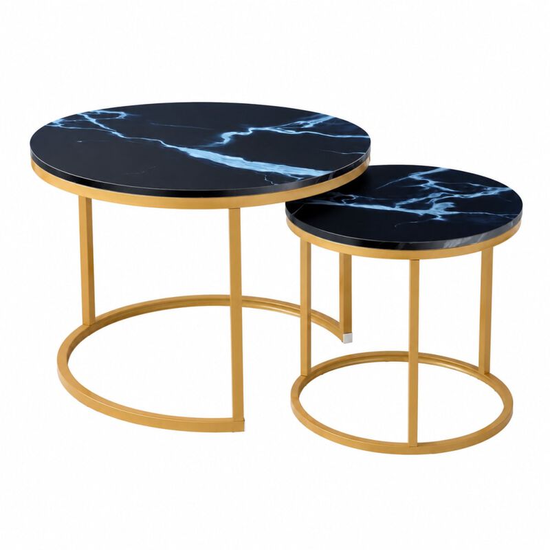 GOODSILO Set of 2 Nesting Coffee Tables Flexible Separable Combined Design for Living Room Bedroom Apartment Small Space Use as Side Table Nightstand Display Shelf image number 0