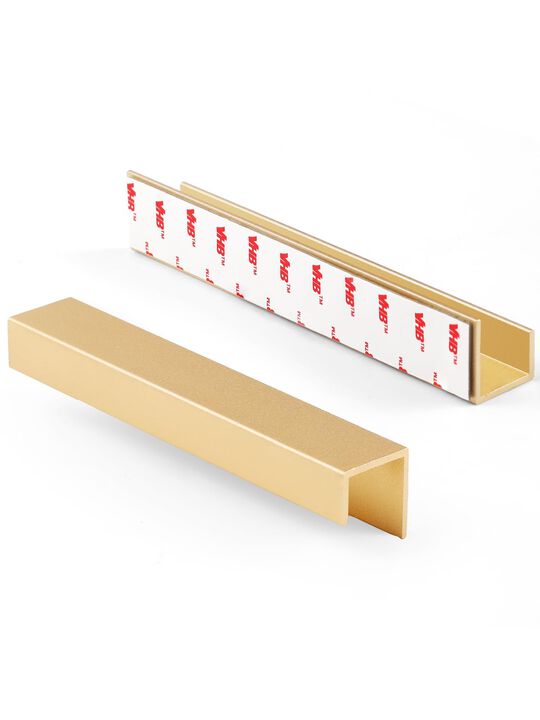 JIASENBAO 10 Pack Adhesive Handles Gold 5-1/2"" Length(Cover 5"" Hole Center) Finger Pulls Stick on Drawer Pulls Decorative Kitc