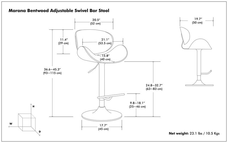 Marana Bentwood Adjustable Swivel Bar Stool
