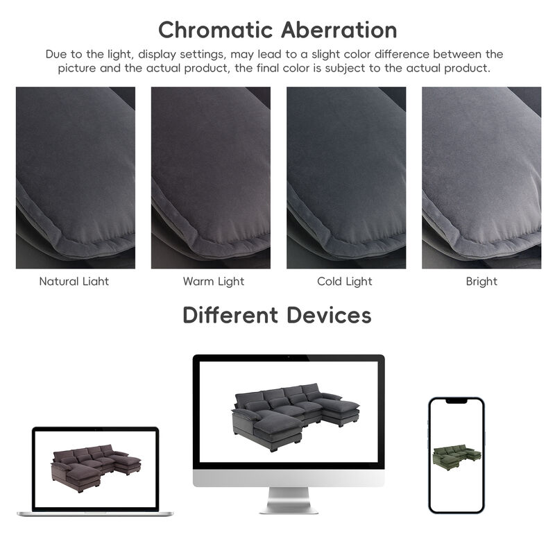 Whisen Upholstered Symmetrical Sectional Sofa with Chaise Lounge and Waist Pillows