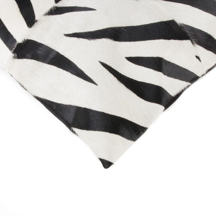 HomeRoots Set of Two 18" White and Black Zebra Cowhide Throw Pillows