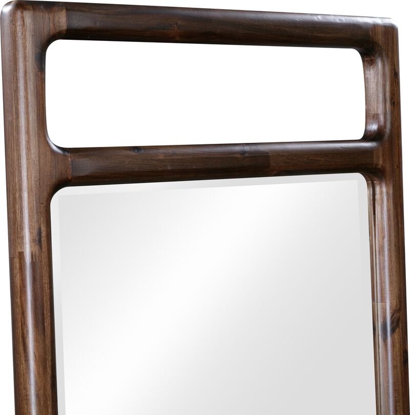 Sol Beveled Glass Floor Mirror in Brown Spce