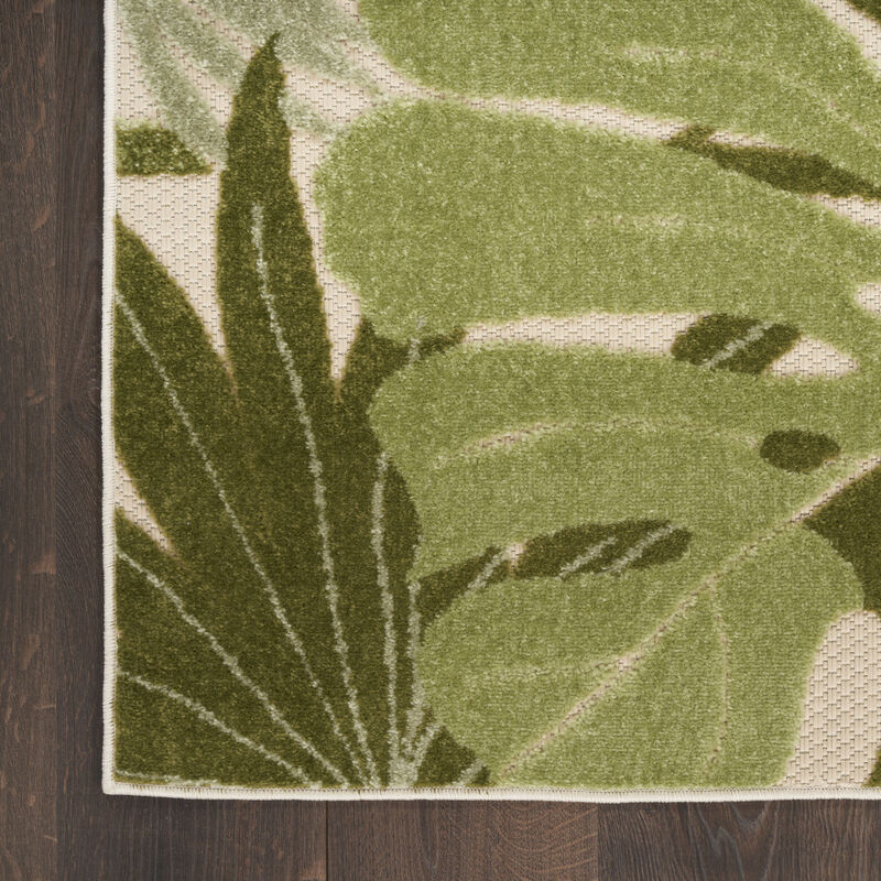 HomeRoots 12' X 15' Ivory And Green Palm Leaf Indoor Outdoor Area Rug image number 3
