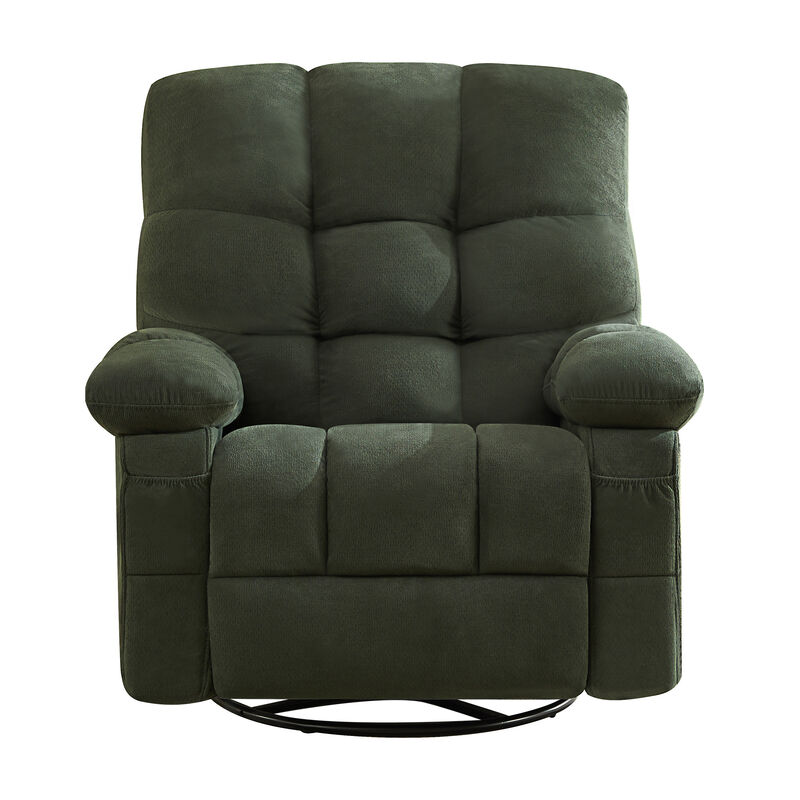 Fabric Swivel Manual Recliner with Massage and USB Port