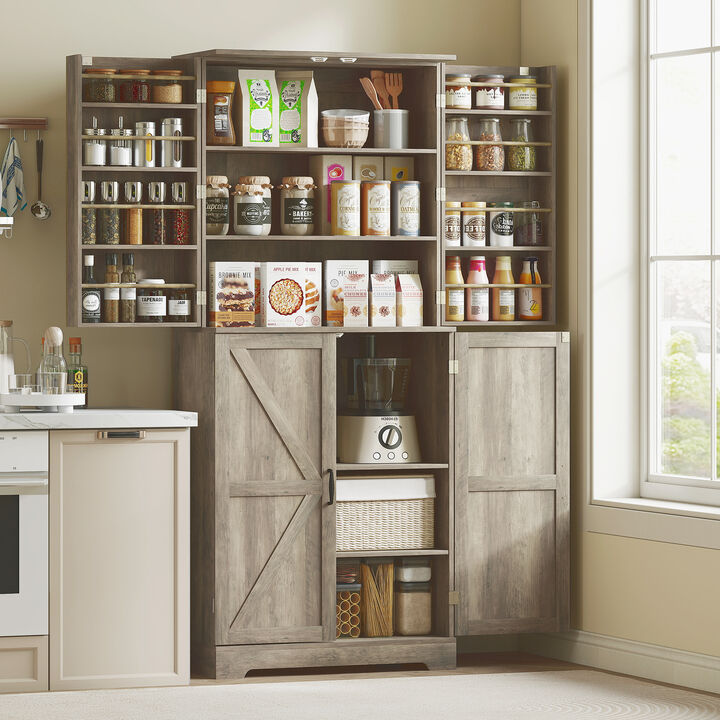 Hivvago Tall Pantry Cabinet with Adjustable and Door Shelves