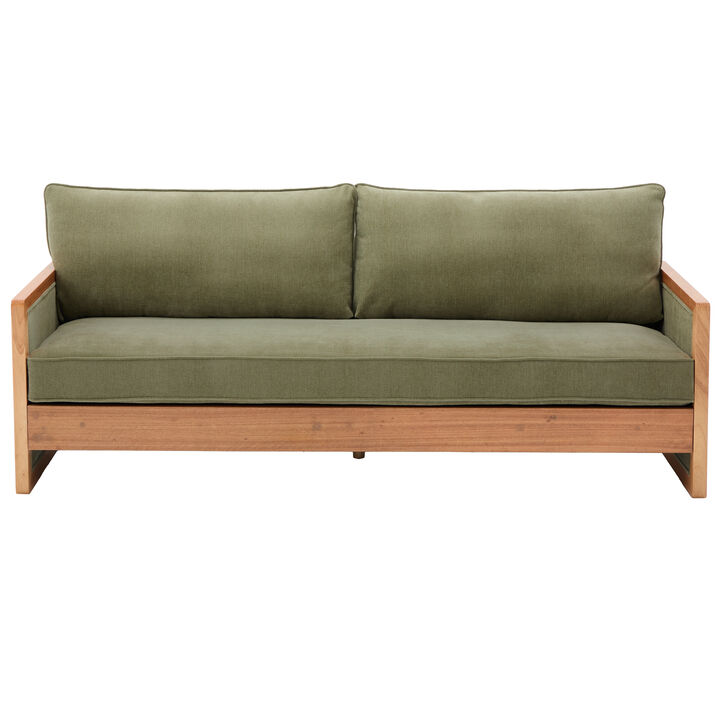 Merax Modern 3-Seater Chenille Sofa with Solid Rubberwood Armrests