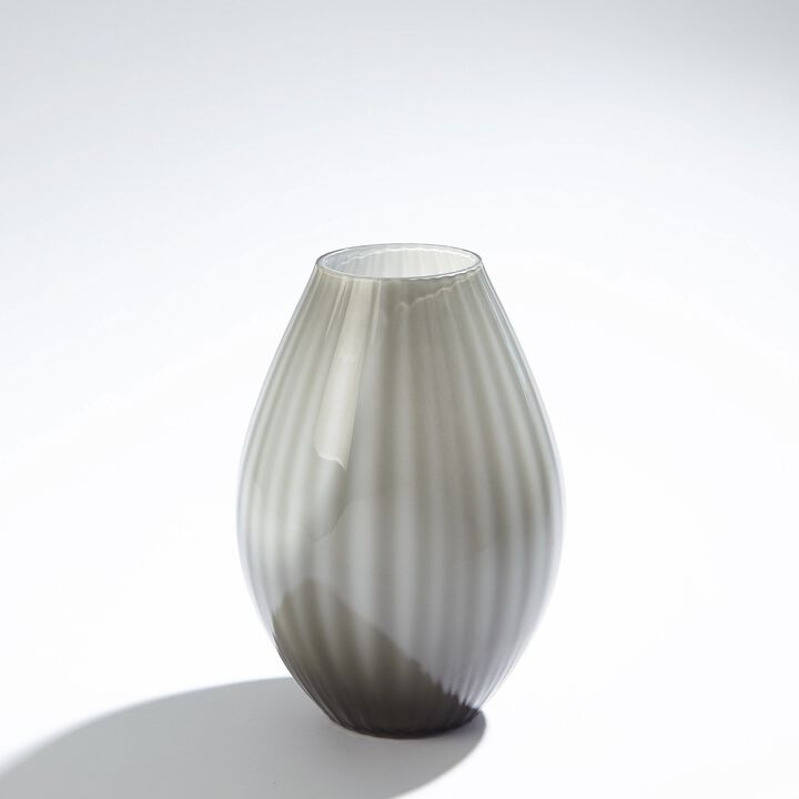 Cased Glass Stripe Vase-Grey Small