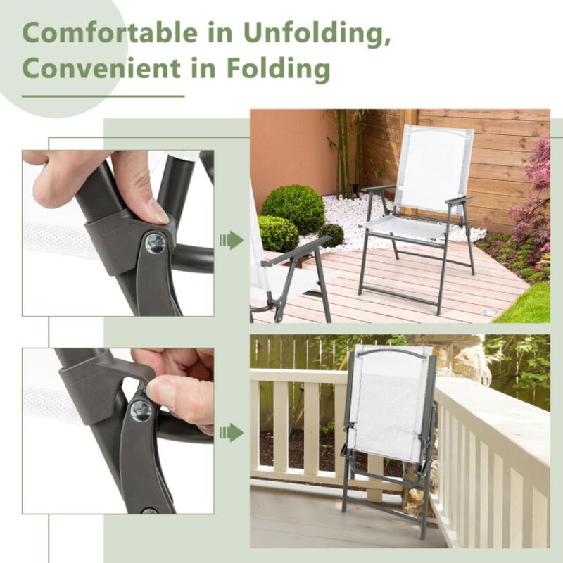 Hivvago 2 Pieces Patio Folding Chairs with Armrests for Deck Garden Yard