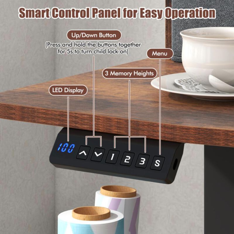 Hivvago 48 Inch x 24 Inch Height Adjustable Electric Standing Desk with 2 Drawers