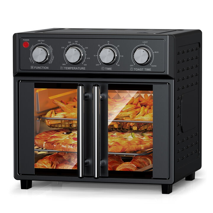 Stainless Steel 26 QT French Double-Door Air Fryer Convection Toaster Oven With 7-in-1 Multi-Function