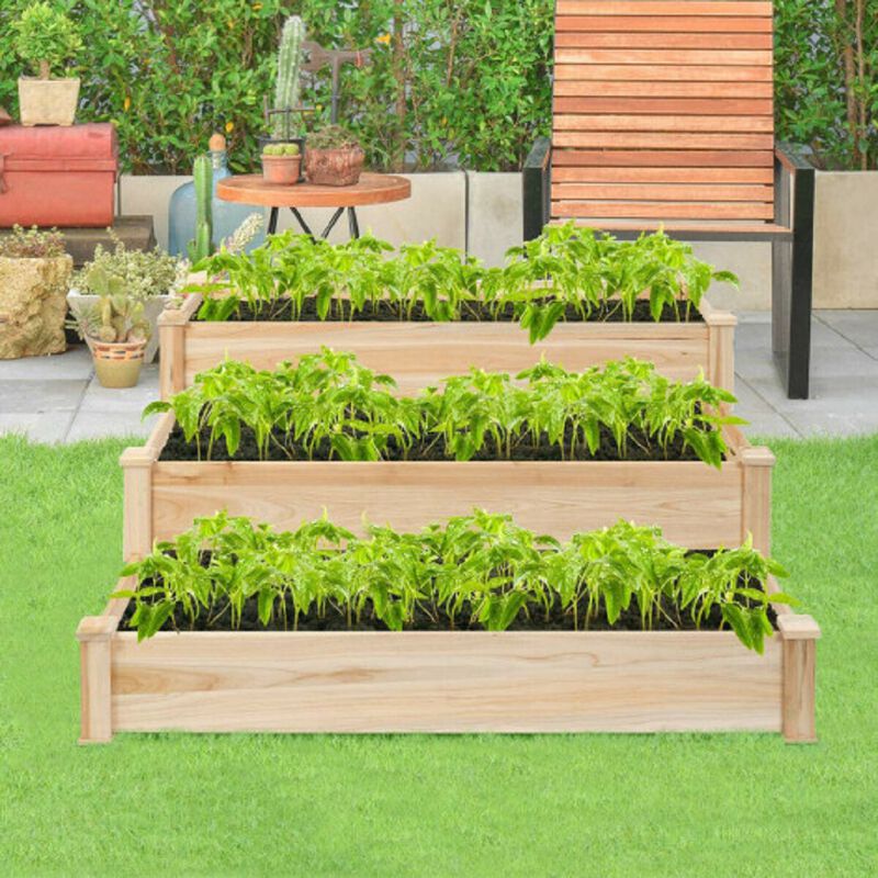 3 Tier Wooden Raised Garden Flower Vegetables Bed