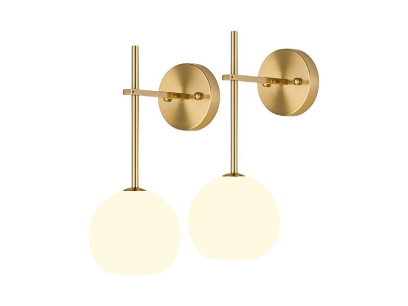 Gold Wireless Wall Sconces Set of 2 Rechargeable RGB Dimmable Lights with Remote image number 0