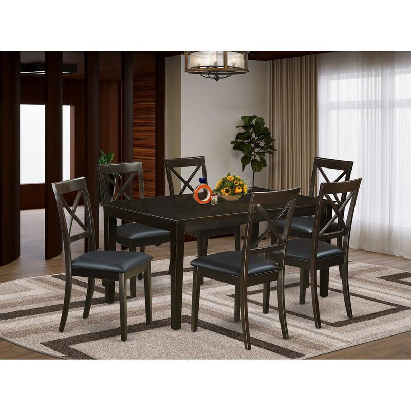 7 PC Dining room set for 6-Table and 6 Dining Chairs with Leather