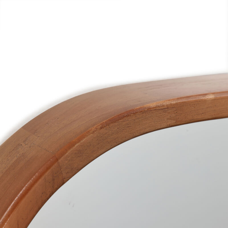 31.5" Rounded Rectangle Pine Wood Wall Mirror image number 7