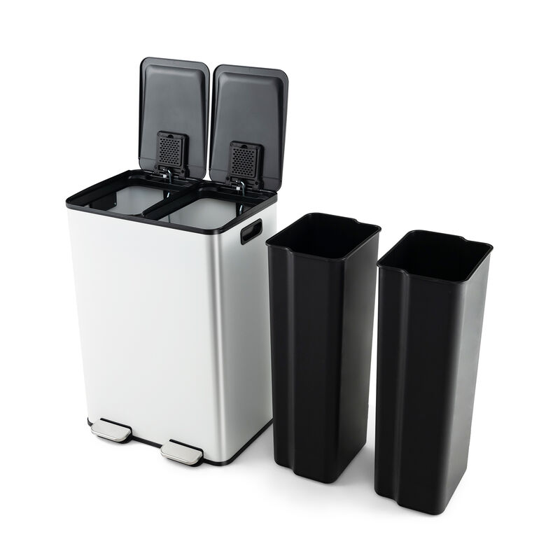 Dual Compartment Trash Can for Recycling and Waste Separation image number 3