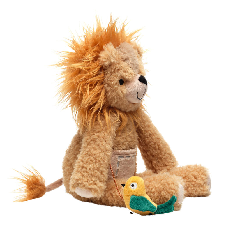 Lambs & Ivy Jungle Friends Plush Lion with Bird Stuffed Animal Toy - Everett