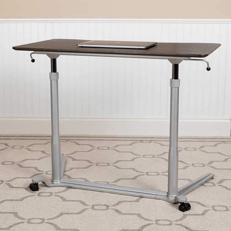 Flash Furniture Merritt Sit-Down, Stand-Up Dark Wood Grain Computer Ergonomic Desk with 37.375"W Top (Adjustable Range 29" - 40.75")