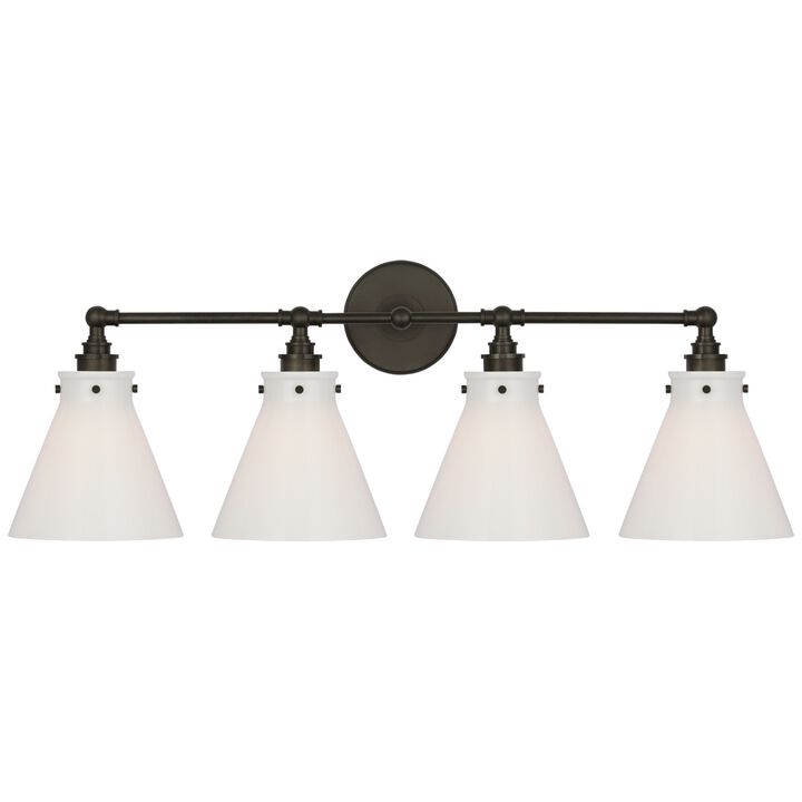 Parkington 24" Three Light Bath Bar in Bronze with White Glass