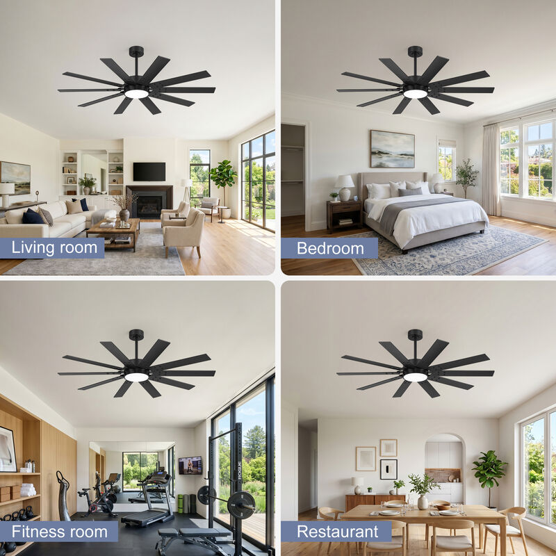 Breezary 60 Inch LED Ceiling Fan with Remote, 10 Plywood Blades, DC Motor, Timer image number 8
