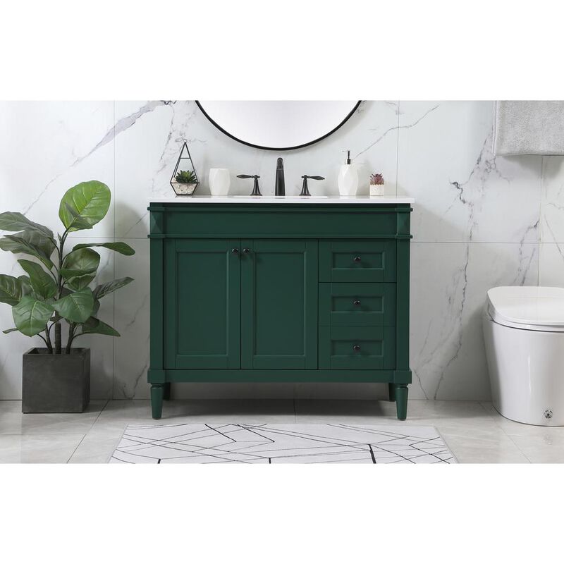 Elegant Kitchen and Bath 42 inch Single bathroom vanity in green