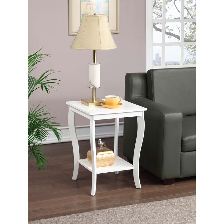 Convenience Concepts American Heritage Square End Table with Shelf, White