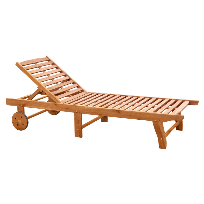 Wood Outdoor Folding Chaise Lounge Chair Beach Poolside Recliner Sunbed Wooden