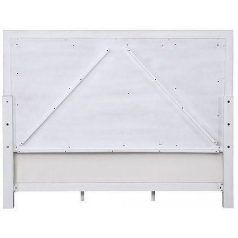 Queen Bed with Channel Tufted Fabric Padding, White and Gray