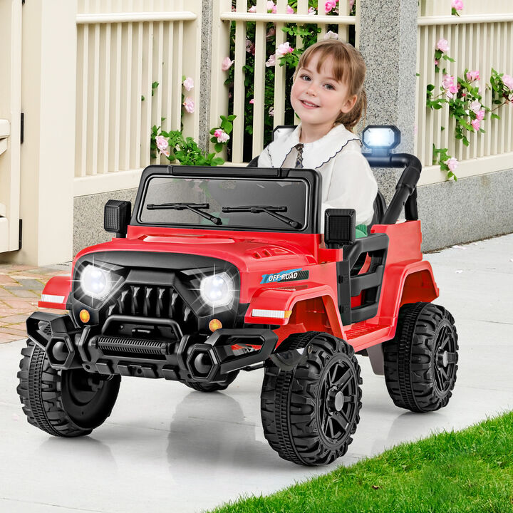 Kids 12V Ride On Truck with Threaded Wheels Remote Control and 3 Speed Modes