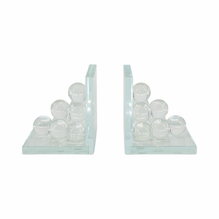 Clear Orb Glass Bookends