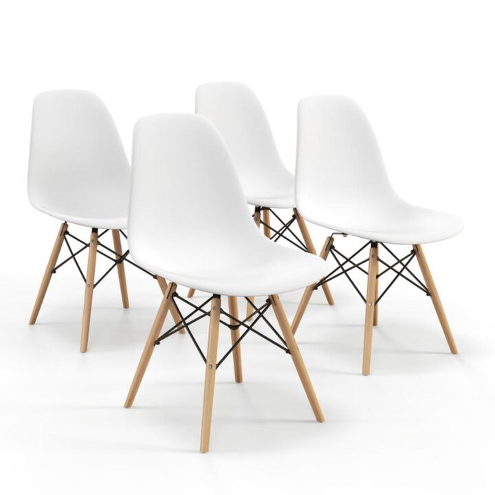 Hivvago 4 Pieces Modern Armless Dining Chair Set with Wood Legs