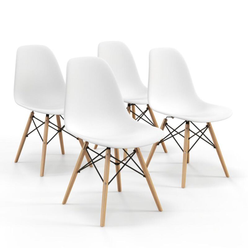Hivvago 4 Pieces Modern Armless Dining Chair Set with Wood Legs