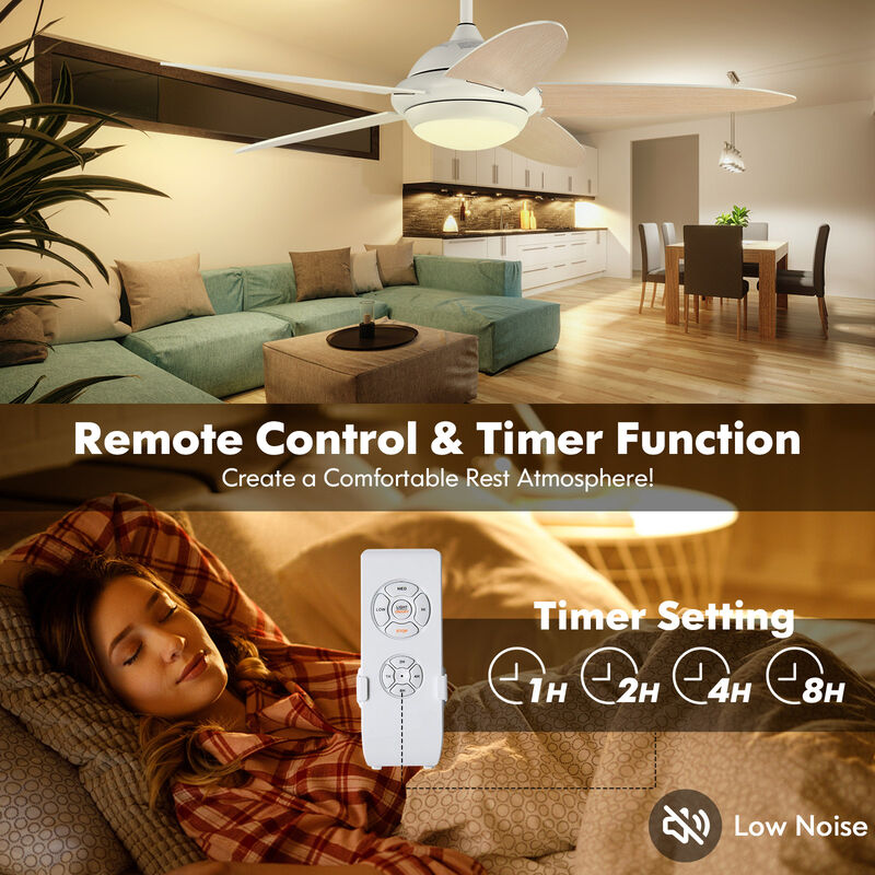 Ceiling Fan with Lights and 3 Color Modes for Adjustable Lighting