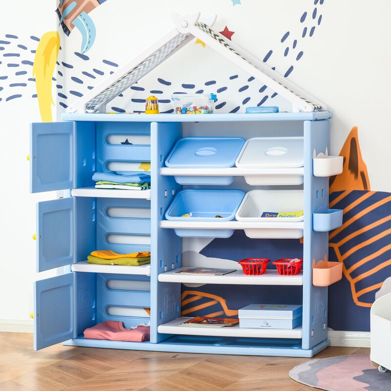 Blue Kids' Storage: Toy Organizer with Shelves, Cabinets, and Baskets