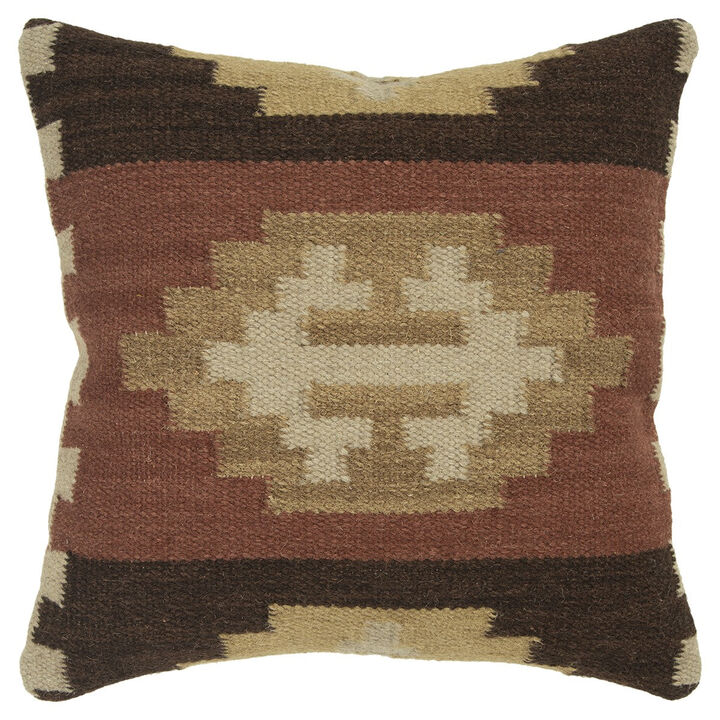Homezia Brown Beige Tribal Down Filled Throw Pillow