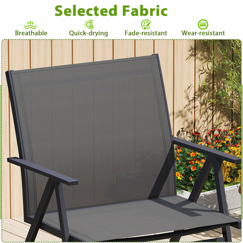 2-Piece Outdoor Dining Chairs with Mesh Fabric and Metal Frame &ndash; Grey image number 5