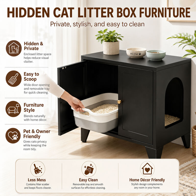 Dwusuk Metal Cat Litter Box Enclosure image number 2