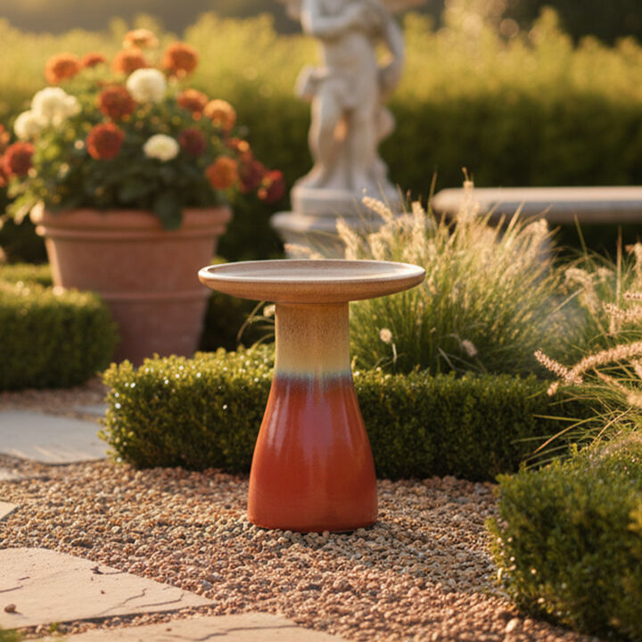 Sunnydaze Outdoor Glazed Ceramic Bird Bath - 20.5 in