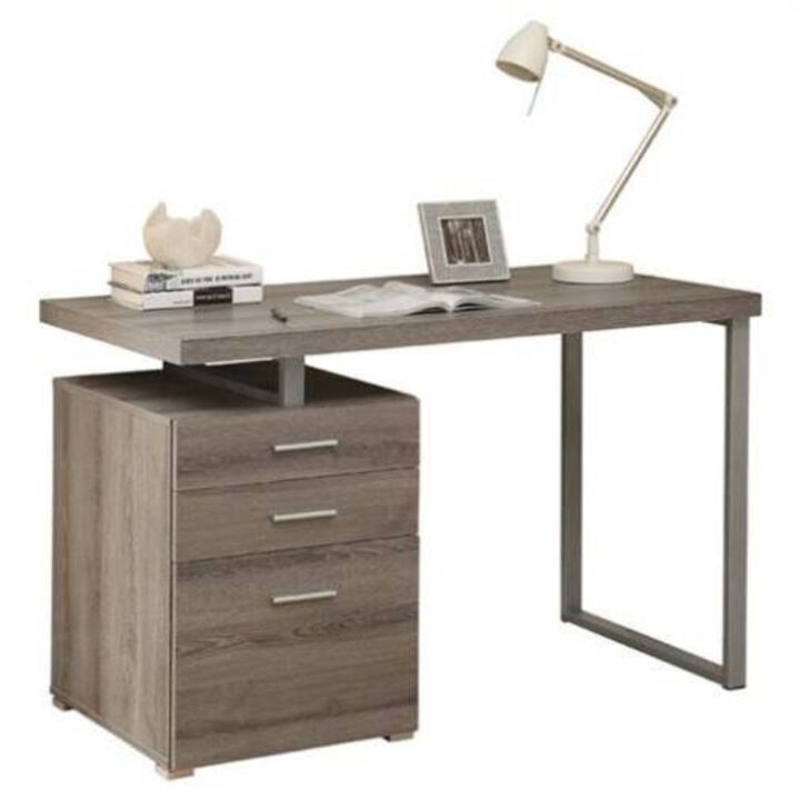 Hivvago Modern Home Office Laptop Computer Desk in Dark Taupe Wood Finish