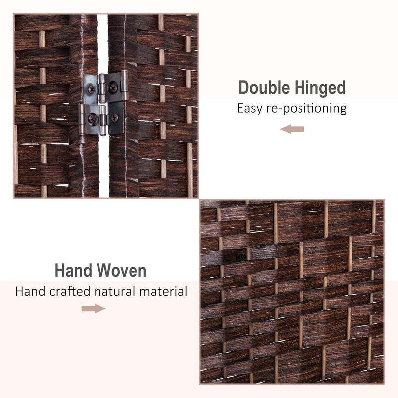 Brown Versatile Partition: 4-Panel 6' Tall Foldable Wicker Room Divider