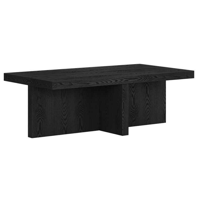 Hudson&Canal Elna 44 Wide Rectangular Coffee Table in Black Grain