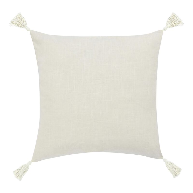 Pini Throw Pillow, Boho Design Stripe Pattern, 22 Inch Beige Linen - Benzara