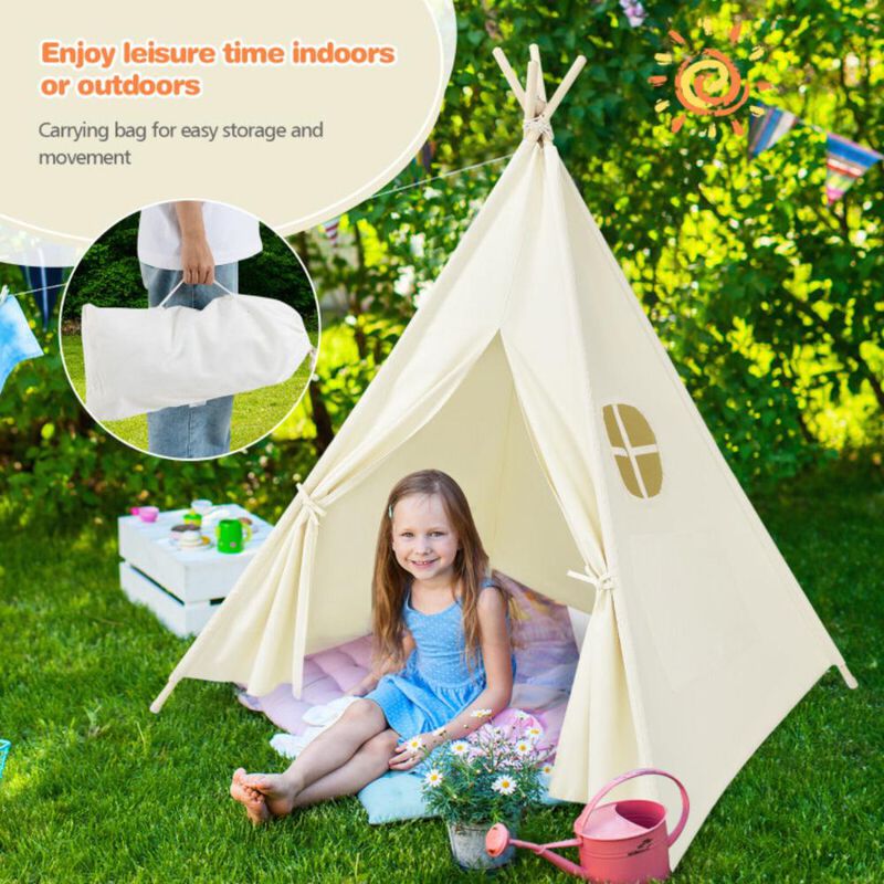 Hivvago Foldable Kids Canvas Teepee Play Tent