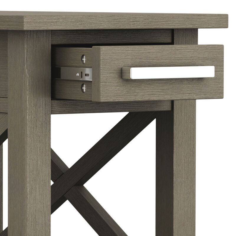 Kitchener SOLID WOOD 14 inch Wide Rectangle Contemporary Narrow Side Table in Farmhouse Grey