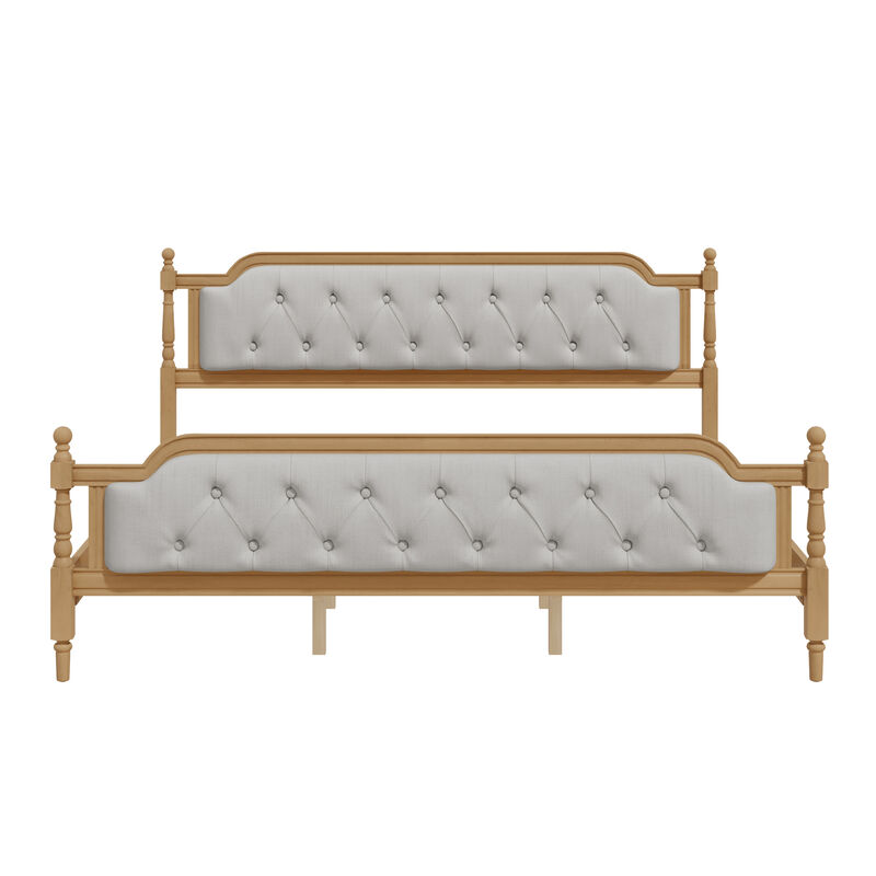 Merax Traditional Style Platform Bed Frame with Tufted Headboard