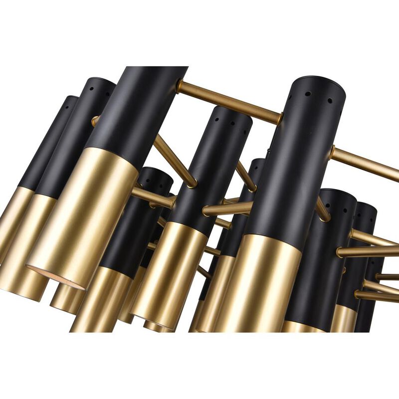 CWI Lighting Anem 19 Light Down Chandelier With Matte Black & Satin Gold Finish