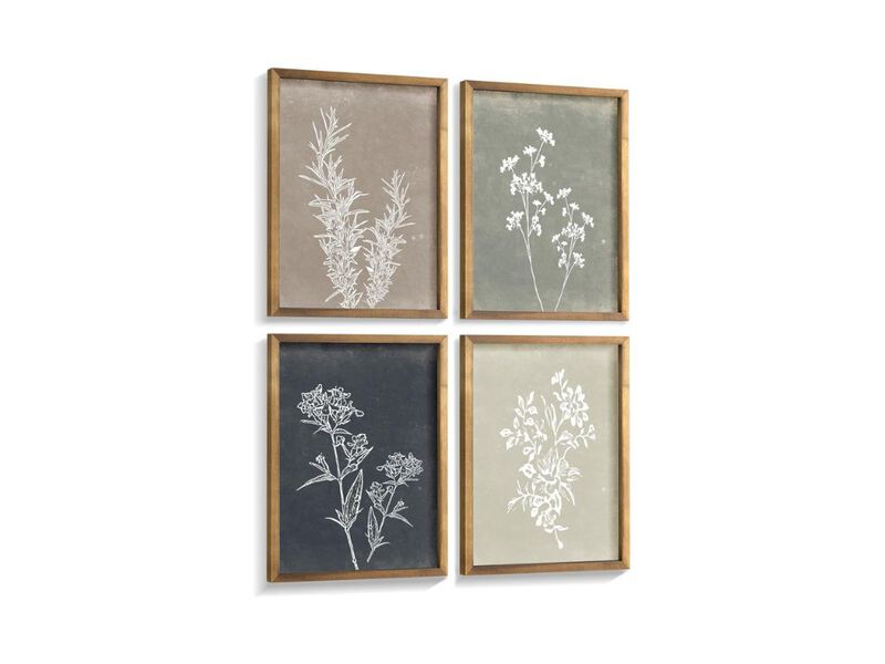 Framed Boho Botanical Wall Art Set of 4 Rustic Farmhouse Canvas Prints image number 0
