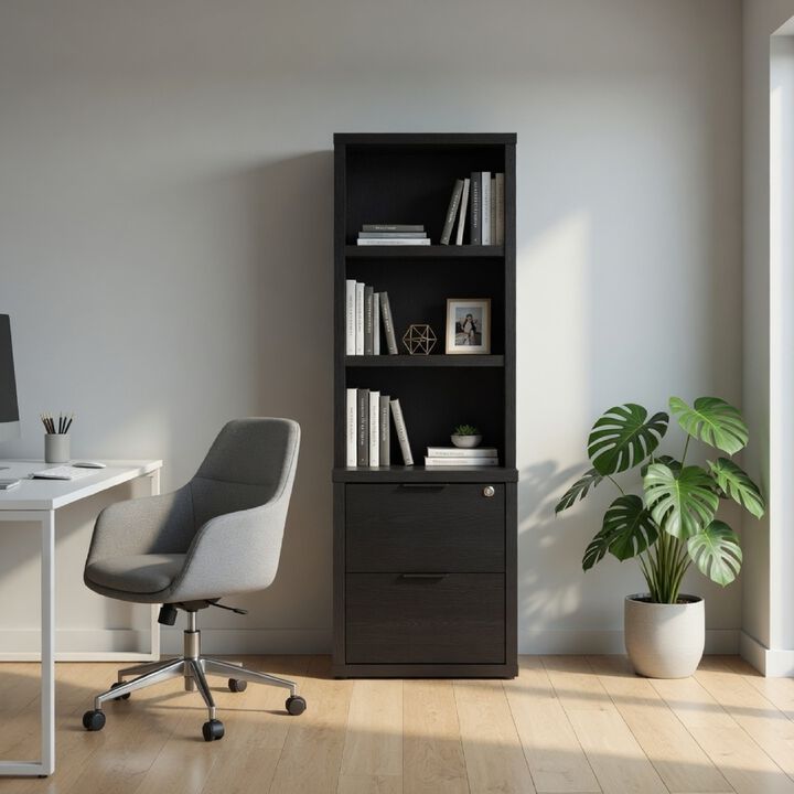 Park Bookcase with 3 Open Shelves, 2 Drawers