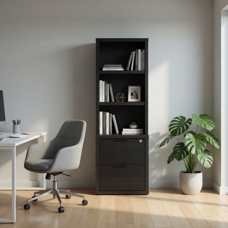 Park Bookcase with 3 Open Shelves, 2 Drawers image number 1