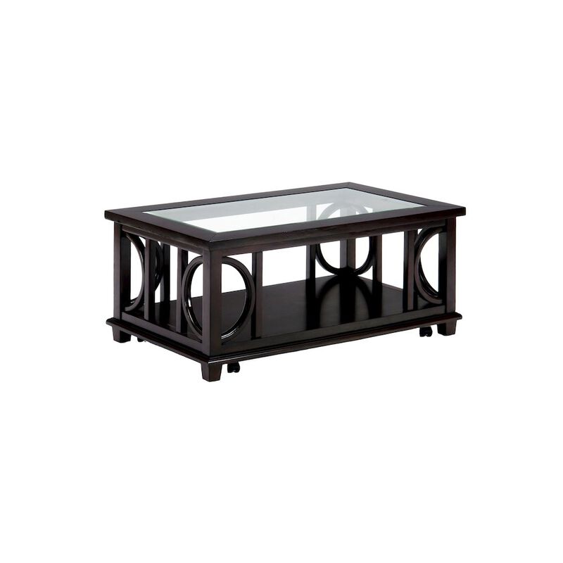 Jofran Panama Brown Contemporary Wood and Glass Coffee Table