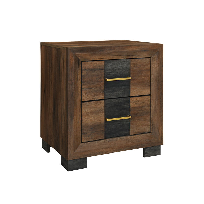 Optimus Brown Black Modern Nightstand image number 2